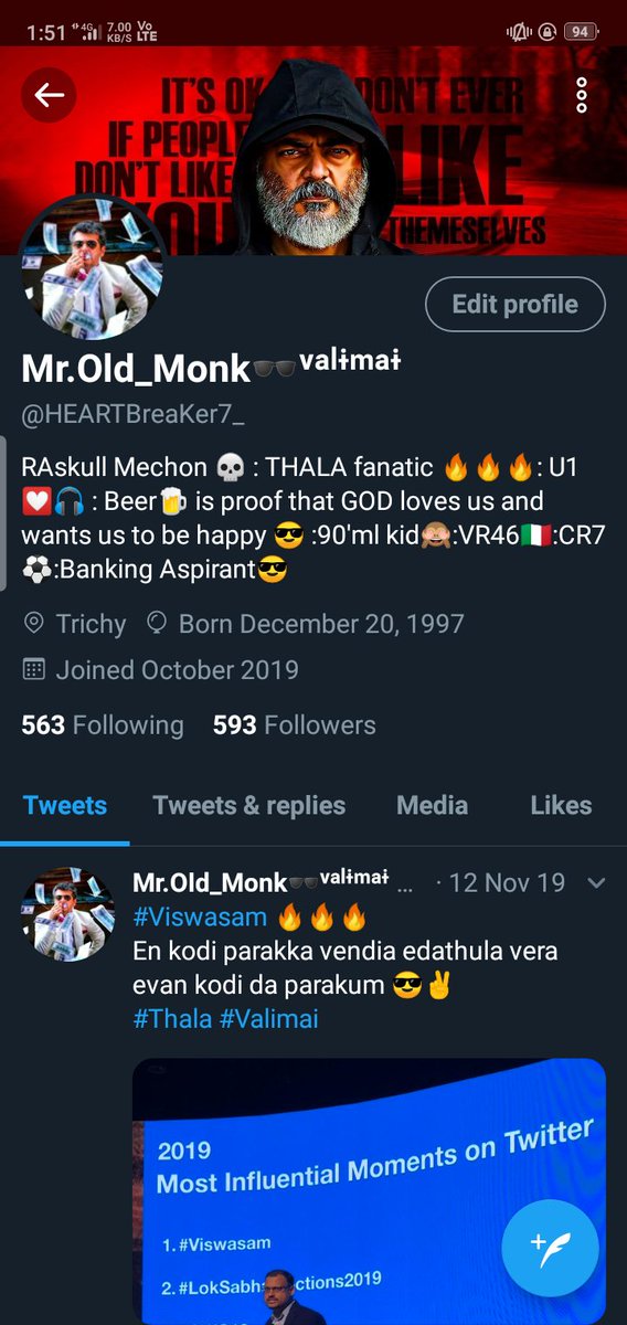 HEARTBreaKer7_'s tweet image. #Biochallenge 😍
#Valimai 🔥🔥🔥
Proud to be a THALA fan 😎