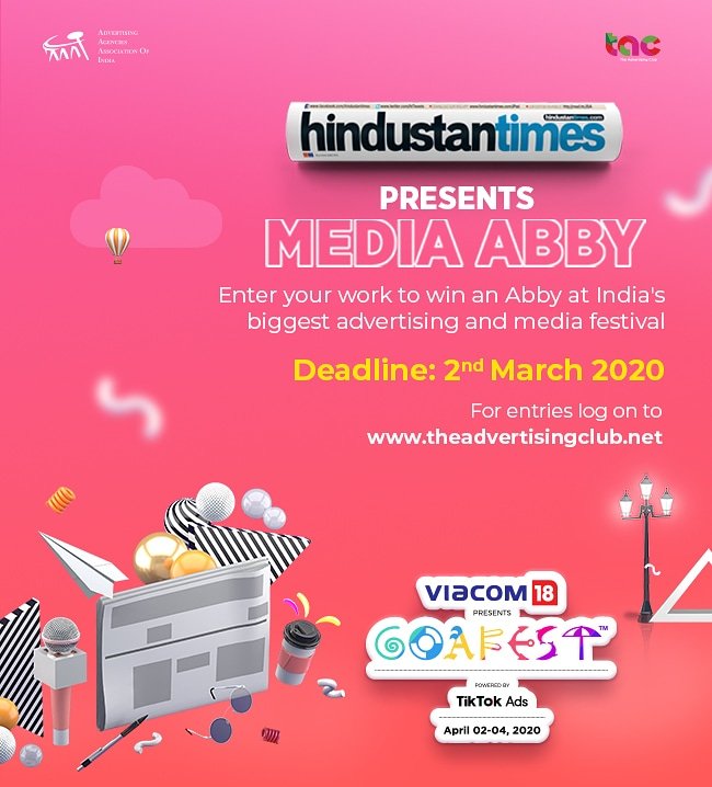 Get ready for radio silence if you miss this deadline. The final date for Hindustan Times Media Abby Award submissions is 2nd March. 
Send in your best work now on- bit.ly/38i1n4s

#Goafest2020 #GoGoafest #Goa #Advertising #Media #Abby #Awards