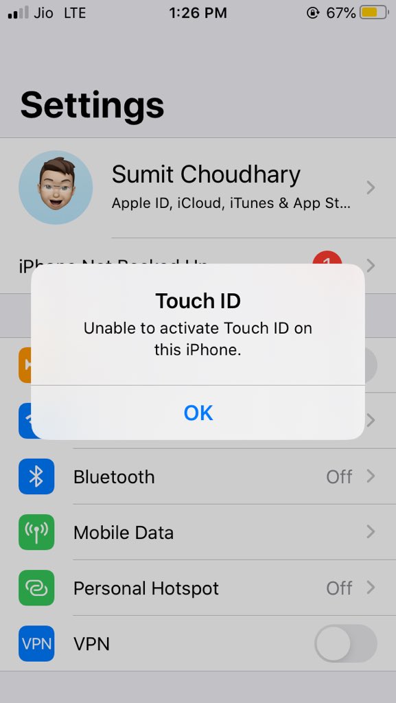 SumitCJ's tweet image. After Restart my IPhone, I got this and not able to activate Touch ID 
Any body have a solution?
#Iphone #iphoneissue #touchid #Apple @Apple @AppleSupport