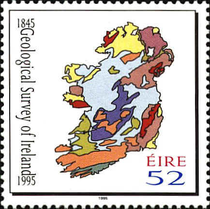 ZeinabSmillie's tweet photo. #geologyinphilately A nice simplified #Ireland #Geological #map issued 1995 marking the centennial of @GeoSurveyNI. The most top-right red #granite #plutons are key #bedrocks of my #MachineLearning #radiometric research https://t.co/6limQqFUbH