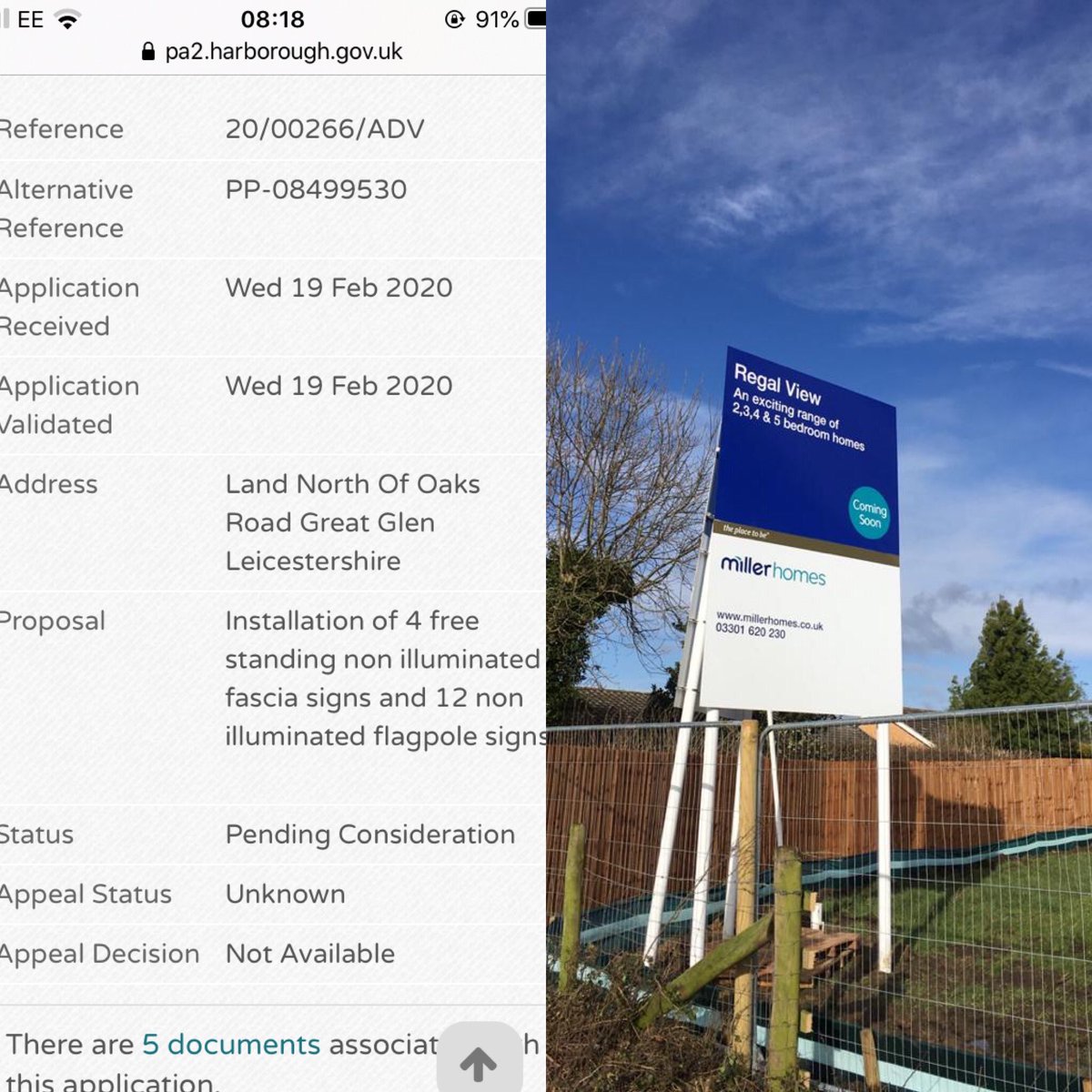 handsoffgg's tweet photo. Application for permission submitted after the signs have been put up... pending consideration and no response from Harborough enforcement! Maybe it should be called Illegal View @HarboroughDC @NeilDotObrien @LesleyClerk @CllrSindyModha https://t.co/Wpvr5Bwm9N
