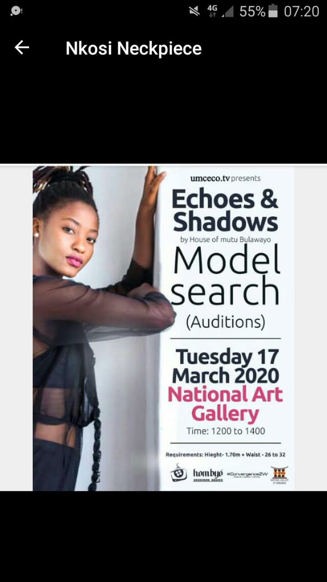 houseofmutu's tweet photo. model search
#echoes&amp;shadows
#umceco.tv
#umcecowayaway
#nationalgalleryBulawayo https://t.co/U7ySV5Vg9a