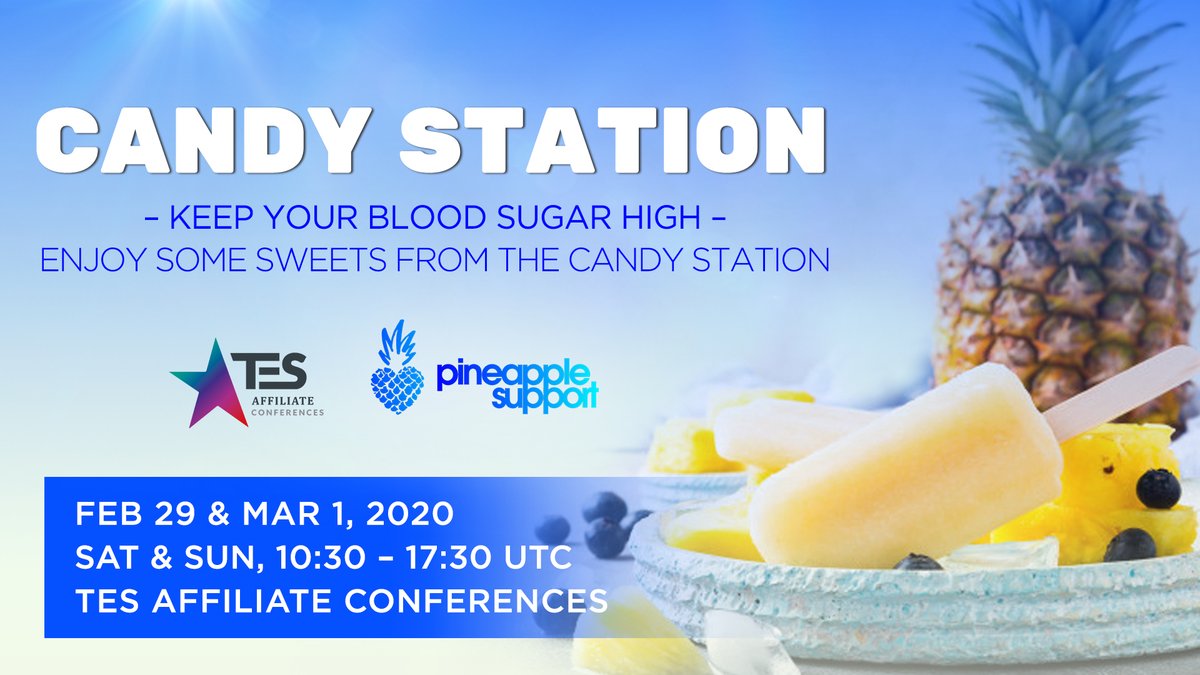 PineappleYSW's tweet photo. Missed breakfast? Get your sugar fix at the Candy Station!
Sun 1st 10:30-17:30
#TES #TES2020 #TESaffiliateconference #theeurosummit #TESTalks #TESLive #TESLisbon https://t.co/FJI9CU2D6b