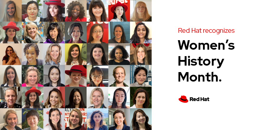 RedHatJobs's tweet photo. Red Hat is observing and celebrating Women's History Month. Our fedoras are off to all of the Red Hat women that inspire, challenge, and motivate us! #LifeAtRedHat https://t.co/NBqIOEqkVv
