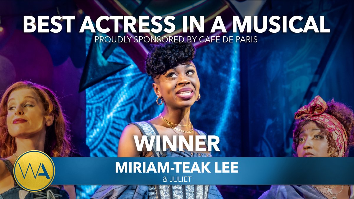 WhatsOnStage's tweet photo. The WhatsOnStage Award for Best Actress in a Musical goes to Miriam-Teak Lee for &amp; Juliet #WOSAwards https://t.co/FDeJuJON5c