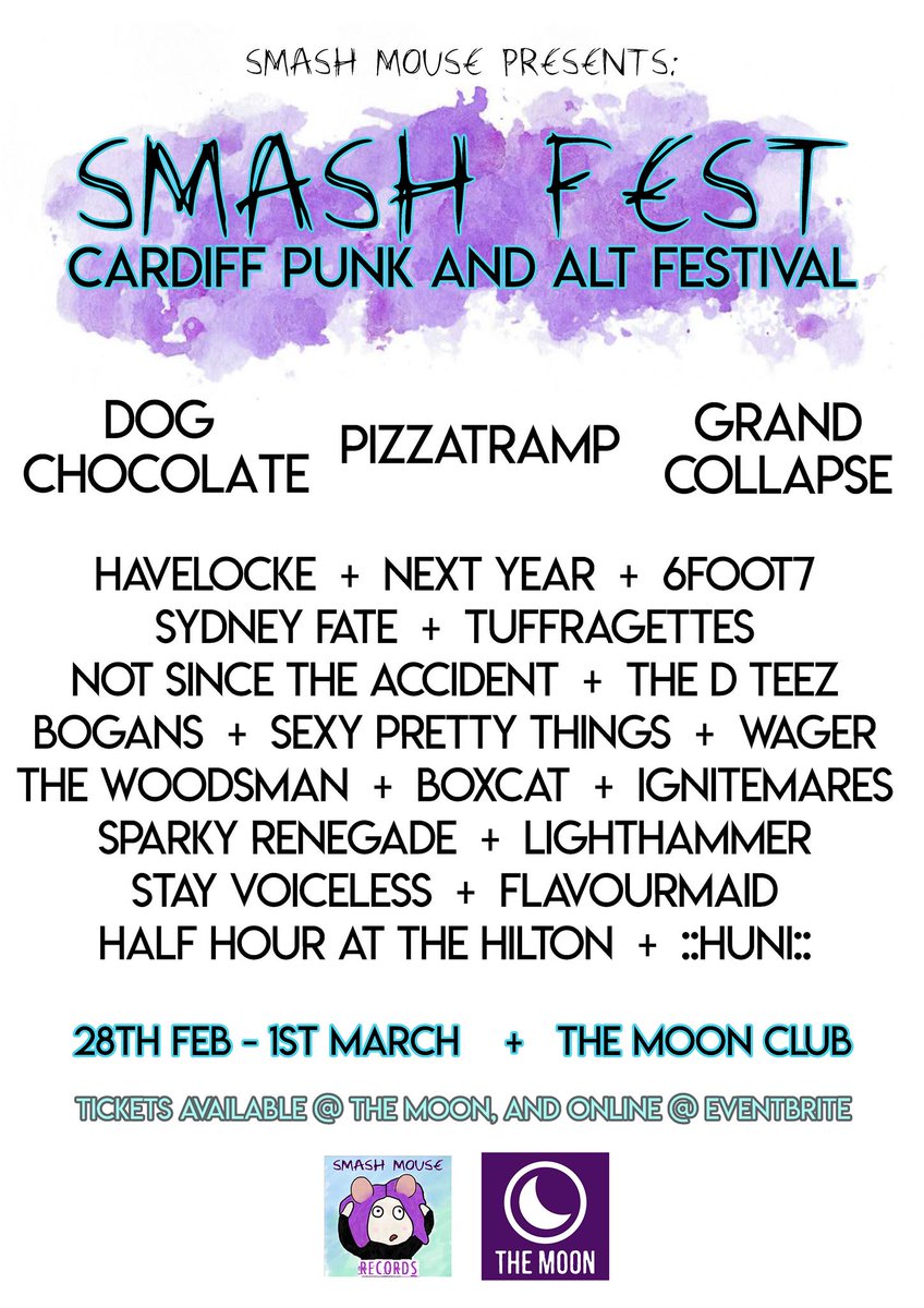 🏴󠁧󠁢󠁷󠁬󠁳󠁿HAPPY ST DAVID'S DAY FROM US!
Today is SMASH FEST DAY 3 2pm £6
☂️
2.30 HUNI
3.20 FLAVOURMAID
4.10 LIGHTHAMMER
5.00 BOGANS
6.00 NOT SINCE THE ACCIDENT
6.50 6FOOT7
7.50 NEXT YEAR
8.50 GRAND COLLAPSE
4 Red Stripes/Jagers £10
🏴󠁧󠁢󠁷󠁬󠁳󠁿Brecon Gin, Aber Falls Gin, Barti Rum, Penderyn Whisky