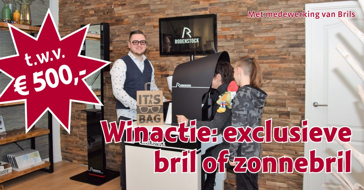 De prijzenpartner van maart is Brils in de Weerstraat. De winnaar mag voor vijfhonderd euro een supermooie bril gaan laten aanmeten. 
Dus: Vier keer je pas gebruiken en duimen. 
Brils beschikt over de nieuwste Rodenstock oogmeetapparatuur, waarmee oogmetingen 3.0 worden gedaan.