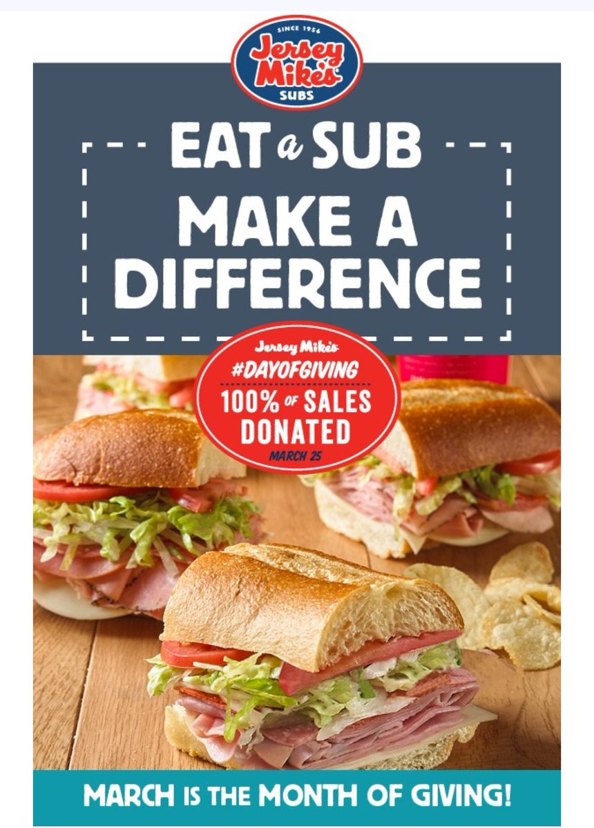 donelise's tweet photo. Visit any Midlands @jerseymikes this month and make a difference for @PalmettoHealth #childrenshospital by donating at the register. Thank you Jersey Mike's! #cmnhphch #jerseymikesgives #monthofgiving https://t.co/xw40vLZIrV