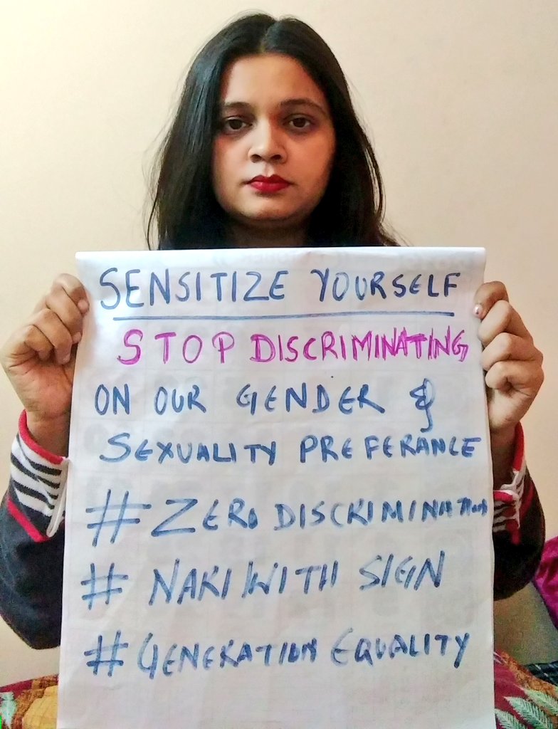 meenakshig89's tweet photo. @DunzoIt Today is #ZeroDiscrimination day as well. So her is my #NariWithSign #GenerationEquality #SundayService #LGBTQof2020 #genderequity https://t.co/WHkqwpMybM