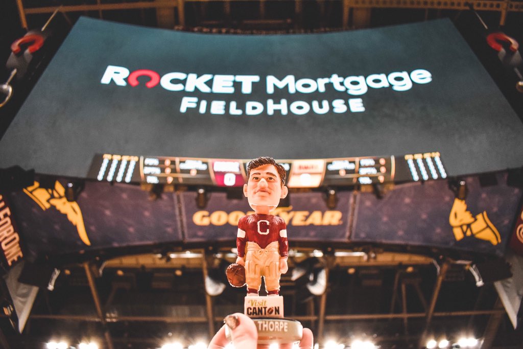 RocketArena's tweet photo. Today at 3PM! #ChargeToCleveland in a game presented by @VisitCanton! 

☑️ Jim Thorpe Bobblehead giveaway to first 4,000 fans
☑️ FREE admission for kids 14 &amp; under
☑️ $1 sodas, $2 dogs
🎟️ $8 adult tix https://t.co/Mosy85R48R