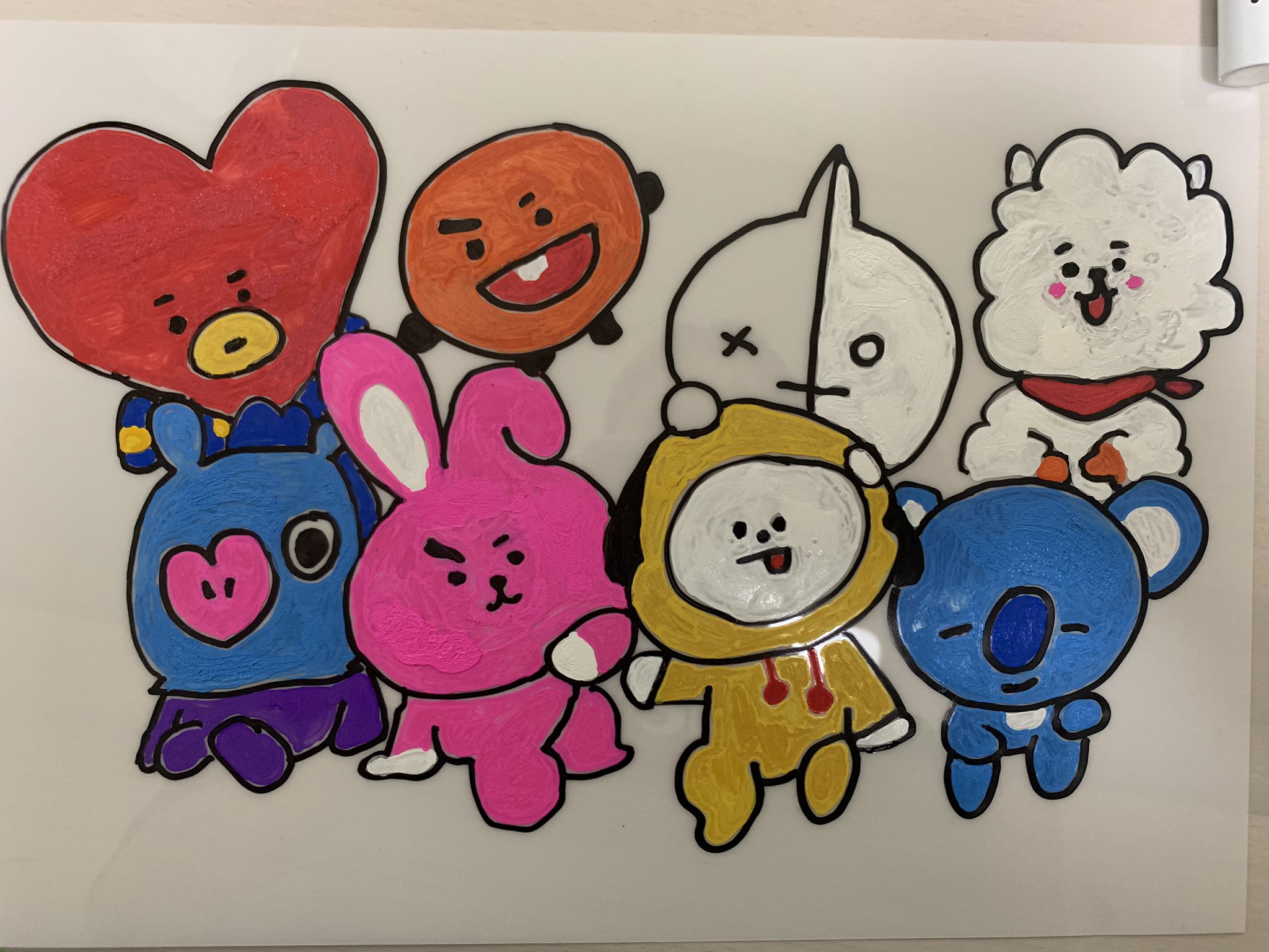 さきっぽ プラ板しようと思って Btsバンタンキャラクターと ドンヘのキーホルダー書いてみた 今から焼こうかな ドンヘ Superjunior Bts キャラクター タタ マン シュキ バン Rj チミー コヤ クッキー T Co U6sctzfdlo