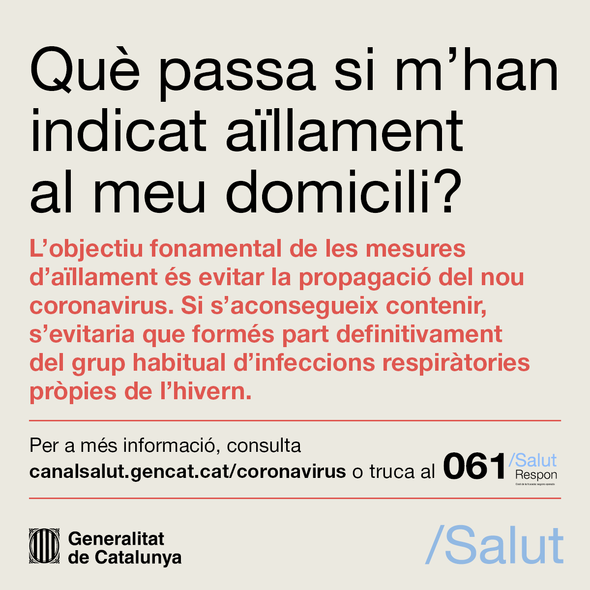 salutcat's tweet photo. Aïllar-se a casa 🏠 amb símptomes lleus de #coronavirus SARS-COV-2, per indicació mèdica, és una responsabilitat que té la ciutadania per evitar el contagi d'amics i veïns

🔹 Què passa si m'han indicat aïllament al meu domicili❓
🔹 Què he de fer mentre duri l'aïllament❓ https://t.co/sHmkavuukF