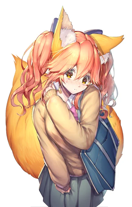【Fate】JK玉藻ちゃん
絆創膏があからさまで心配
#Fate 
#玉藻の前 