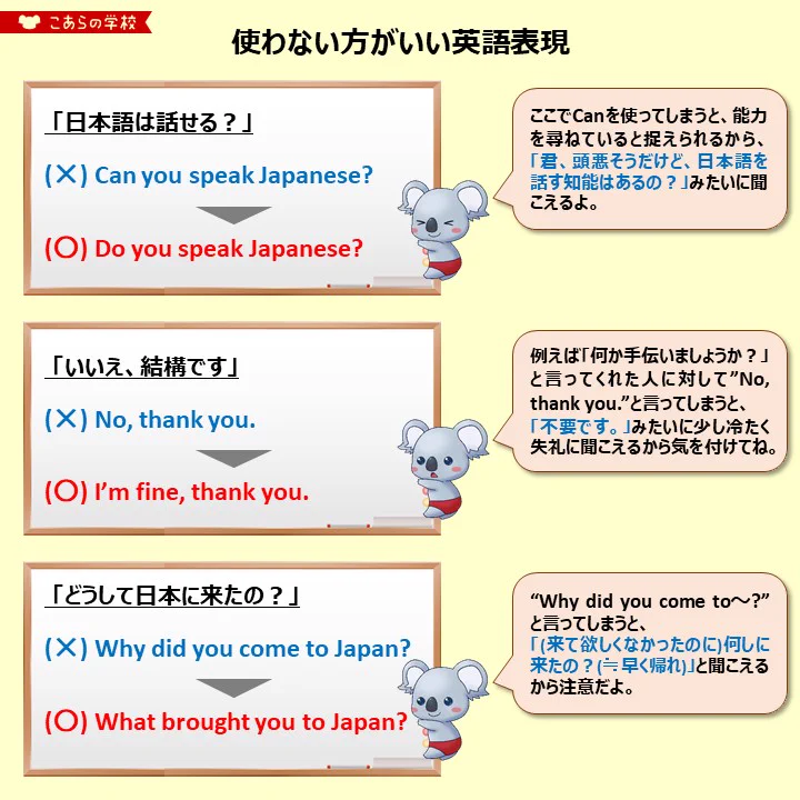 知っておこう、使わない方がいい英語表現がこちら！