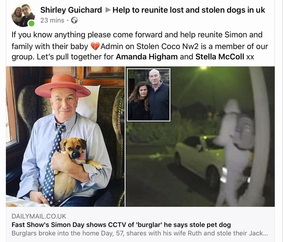 PLEASE HELP! We need to reunite Stolen Coco with her devastated family! Please take a moment to RETWEET, SHARE even INSTAGRAM anything you can do to help #findcocu let’s go viral! @rickygervais @simonday24 @PeterEgan6 @DogslostUK #fastshow #SundayMotivation