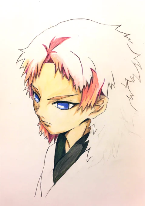 今日は息抜きで錆兔描いてます(^ν^)
#鬼滅の刃
#色鉛筆
#錆兔
#模写 