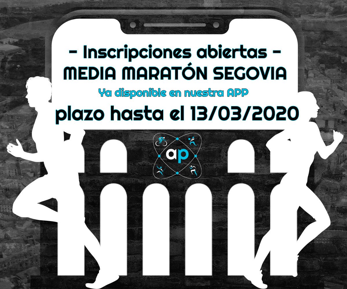 athletapp's tweet photo. ¡Inscripciones abiertas para la Media Maratón de Segovia!

Tan sólo 15 días para disfrutar de una de las carreras más importantes de la ciudad de Segovia.

¡Inscríbete y publica tus últimos entrenamientos en nuestra APP, para afrontar la recta final en compañía! https://t.co/h4r7xcfTxo