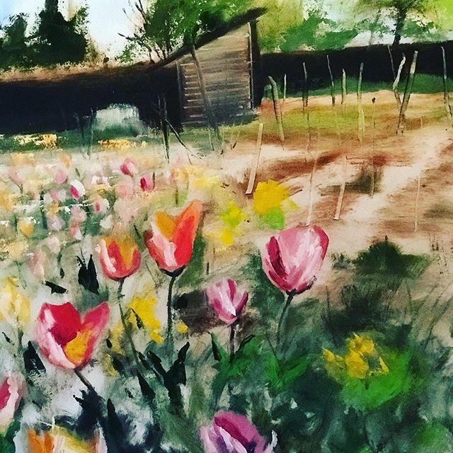 classicflowerco's tweet photo. My tulips are still just small green leaves so this morning I shall content myself with looking at these beauts, from @melaniejanepaints a local Cambridgeshire artist, this painting is from her allotment series, can’t wait to see the seasons go by on the… https://t.co/9pH7yOFtoG https://t.co/4CDTBO1i3r