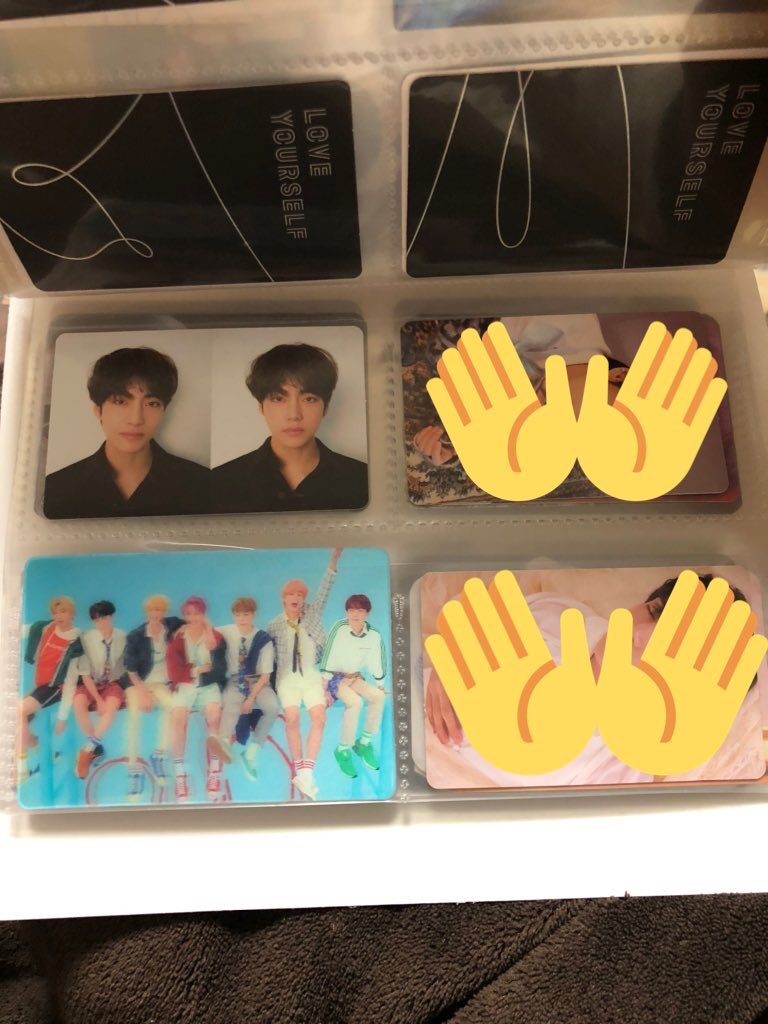 ka77imnida's tweet photo. BTSトレカ交換　異種 同種

譲⭐️画像のテヒョンのトレカ、全員のレアトレカ
PERSONAのVのポストカード
5期グッズ他 ナムジュン
MOTS7 全verホソク ホビ RM

求⭐️MOTS7 ver1(優先),3 ジョングク グク
ver問わずテテ

都内手渡しor郵送で交換出来る方リプお願いします🙇‍♀️

ナム ホビは2:1可能です💡 https://t.co/QY4l00tfJY