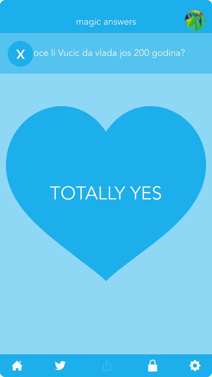 cirrconni's tweet image. I ask "Hoce li Vucic da vlada jos 200 godina?" and #MagicAnswers says: "TOTALLY YES” appstore.com/magicanswers/ #magic8ball #magiceightball #crystalball