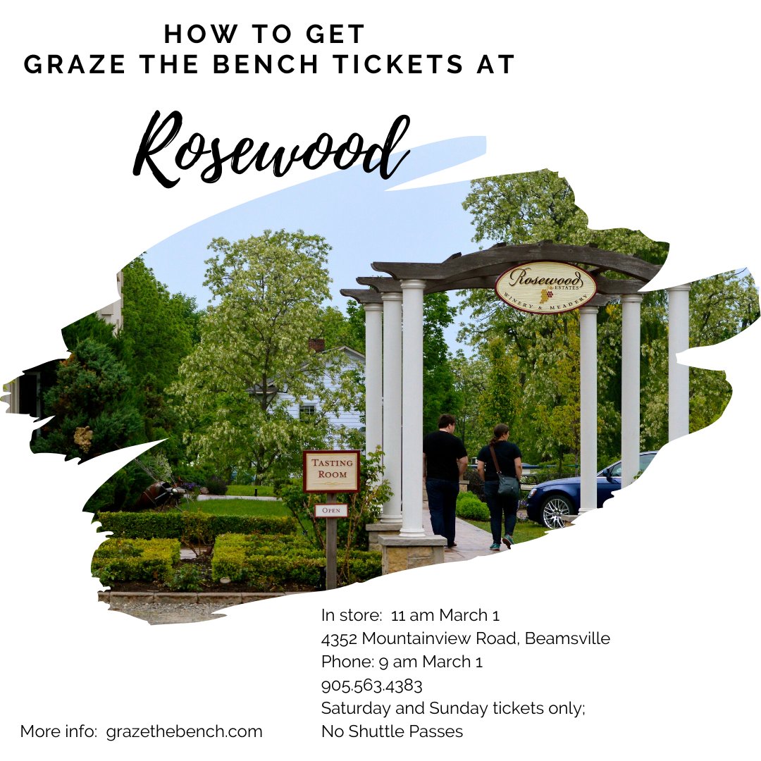 #GrazetheBench 2020 tickets go on sale at 9am! qoo.ly/34njpw Also,  <a href="/Rosewoodwine/">Rosewood Wine & Mead</a> has Saturday and Sunday tickets available in-store and by phone. No shuttle passes.