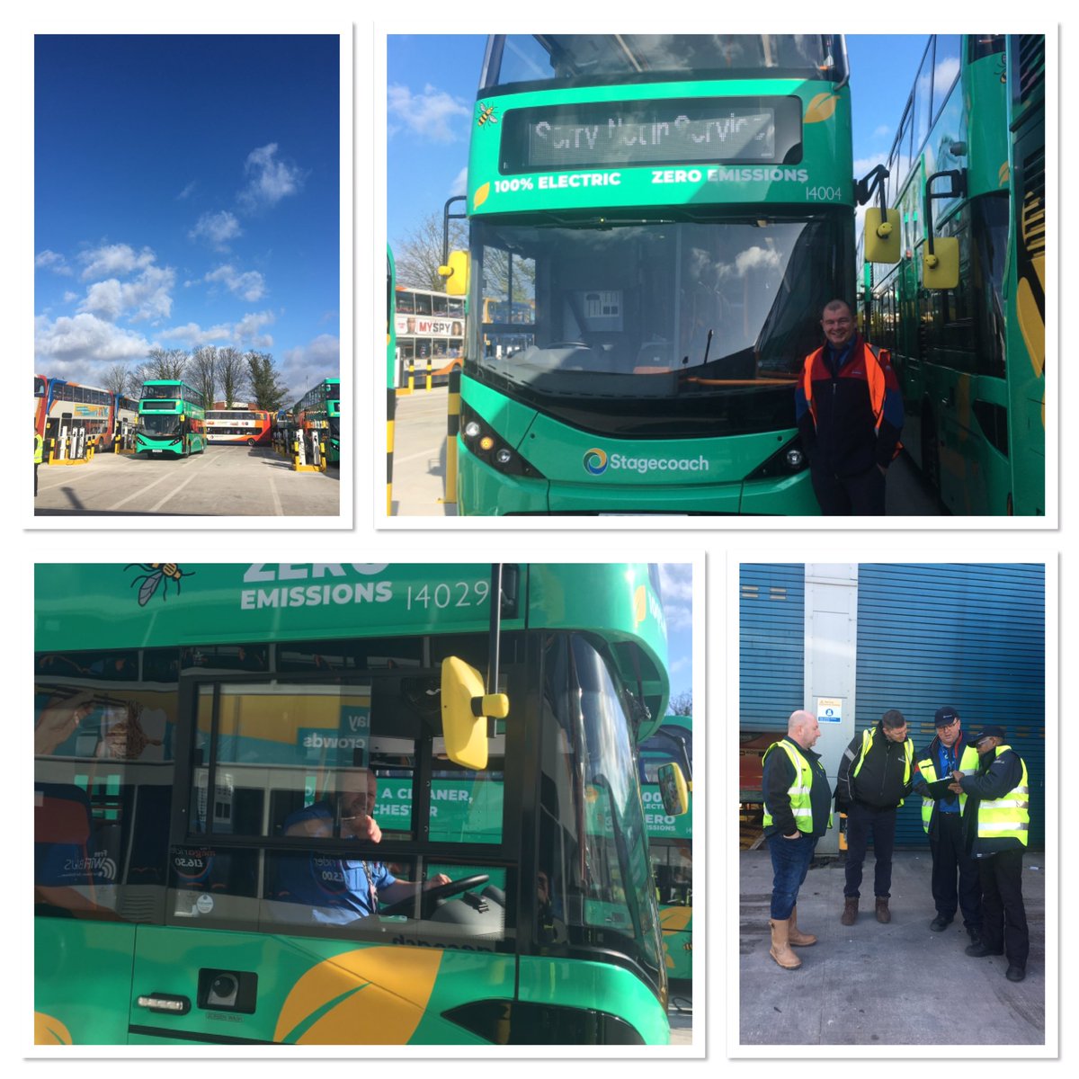 A sunny Sunday at Sharston Depot. The first day our new electric buses go into service on the 43 and 111 routes