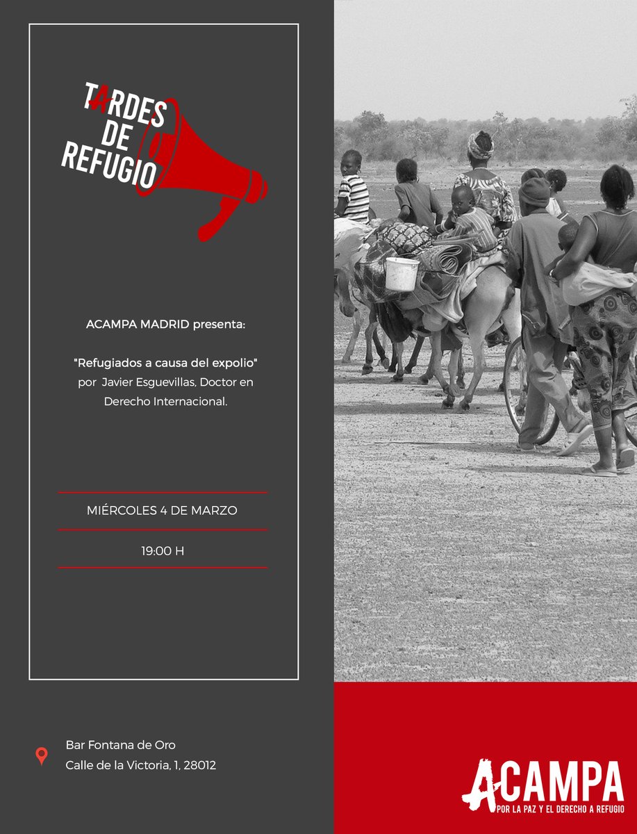 Acampa Madrid arranca con la iniciativa Tardes de Refugio este miércoles 4 de marzo a las 19:00h en el bar Fontana de Oro. 
Obten tu entrada gratuita en: eventbrite.com/e/tardes-de-re…

#AcampaMadrid2020