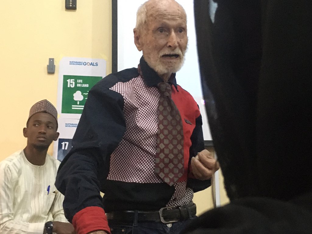 bfpinitiative's tweet photo. We also had the pleasure of having emeritus prof. Kozysatof Maciej SCHONEICH, FNMGS, FNAH who highlighted a way to save Nigerian savanna and geothermal energy as an alternative to firewood. 

#USDGs #ClimateAction #NigerianYoutj4SDGs #BFPinitiative https://t.co/rOUWkmRYWl