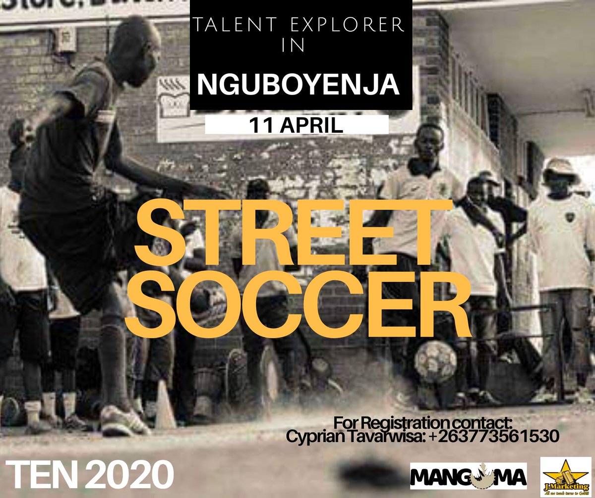 OthnellMoyo's tweet photo. Register now to be part of this year's 5 aside street soccer tournament. It will be held at Nguboyenja shops and also get to play with some premier soccer league stars.
#ten2020
#visitnguboyenja
#tenfestival
#talentexplorerinnguboyenja https://t.co/C0Ds74h2K4