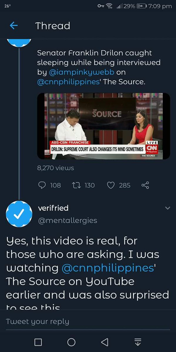 rchrdflkrsnist's tweet image. Caught on cam Sen. Drilon nakatulog habang ininterview.

Pramis napanood ko he is really snoring.

#CNNPH