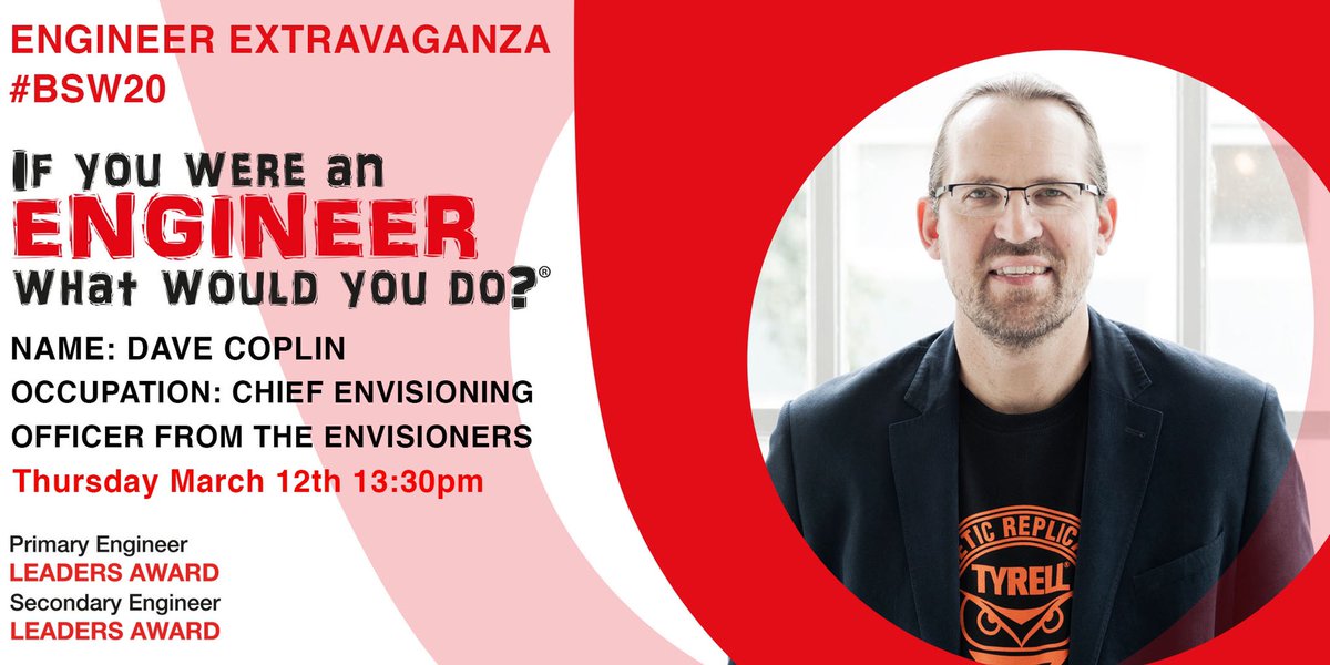 Leadersaward's tweet photo. #EngineeringExtravaganza brings to you Dave Coplin Chief Envisioning Officer for The Envisioners for #BSW20 live online #engineer interview on Thursday 12th March at 13:30 https://t.co/8ioBknvrPX #IfYouWereAnEngineerWhatWouldYouDo #LA2020 #STEM #STEMeducation #Teachers #Schools https://t.co/WhND6PJeZC