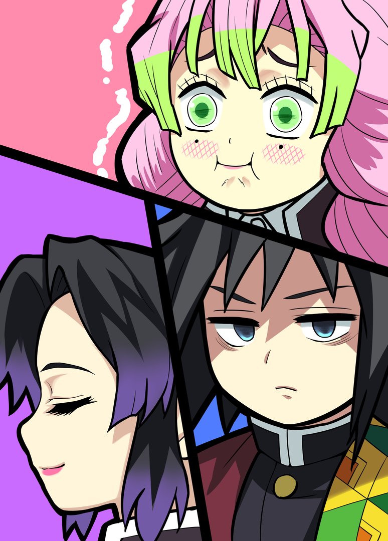 ピラ 鬼滅の刃イラスト 甘露寺蜜璃 冨岡義勇 胡蝶しのぶ T Co Bafd2e175i Twitter