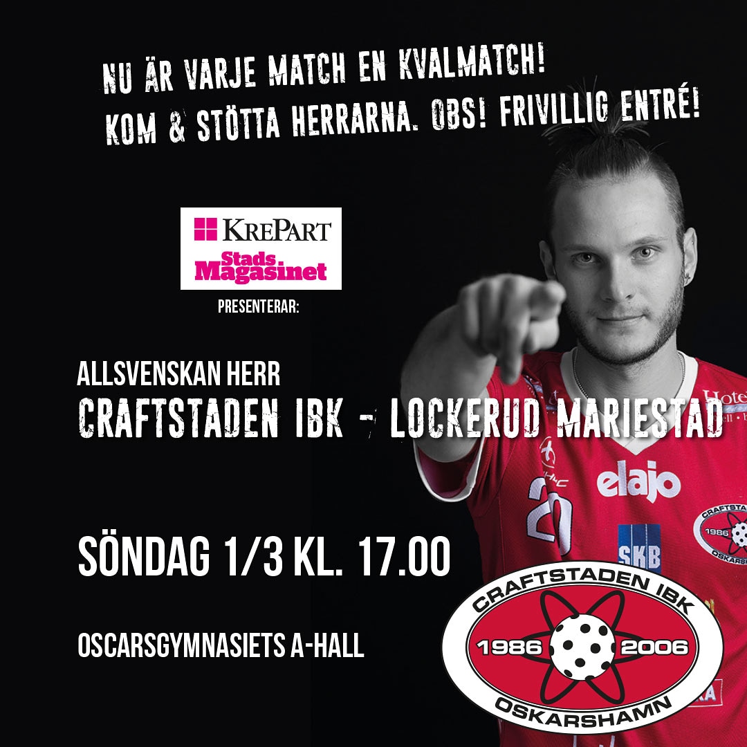 Matchdag! Kl. 17 spelar herrarna en ödesmatch mot IBK Lockerud Mariestad. Kom och stötta laget, de behöver stödet från läktaren!
Vi skippar det vanliga inträdet, du betalar valfri entré!