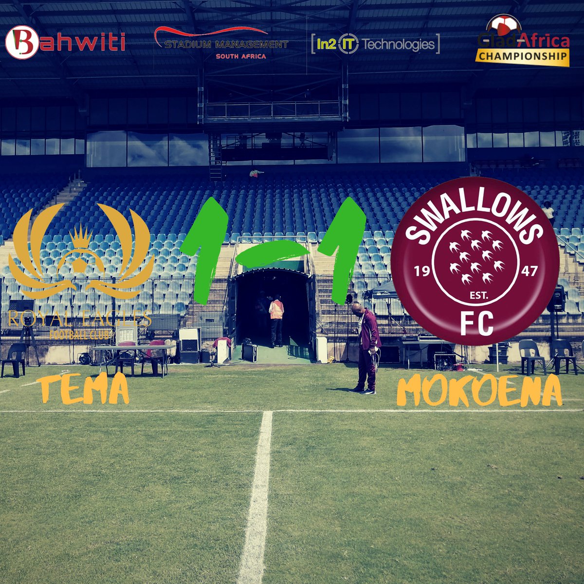 Moroka_Swallows's tweet photo. Halftime
#GladAfricaChampionship
#Bahwiti
#In2ITtechnologies
#StadiumManagementSA
#LennaKeleSwaiswai https://t.co/TmCIJxPFPT