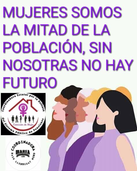 catalunya_marea's tweet photo. #GobierneQuienGobierneLasPensionesSeDefienden 8Marzo por la JUSTICIA para las MUJERES. Tod@s UNID@S @MareaNord @EXNdigital @CcPensiones @RadioBadajoz @ModepenL @EPExtremadura https://t.co/blxJuvfuxy