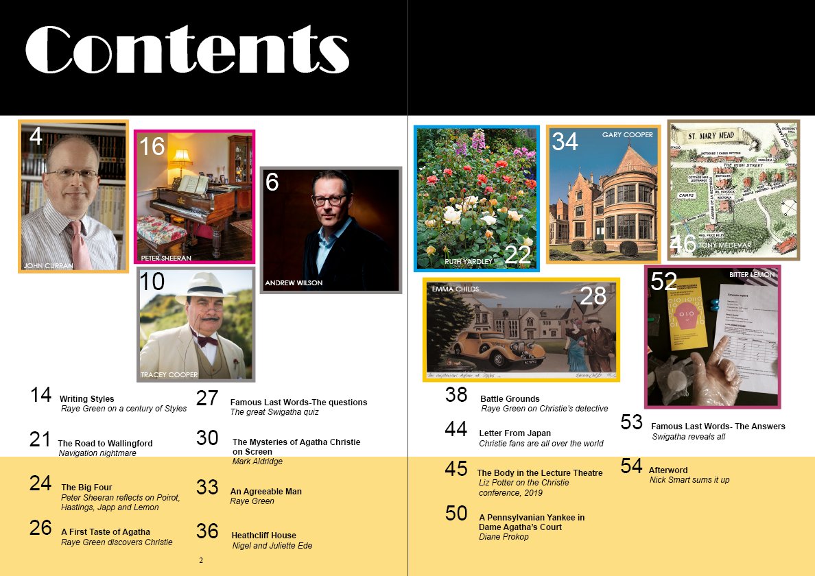 Wondering what's in the first issue of Agatha Christie: The Legacy? 

Well...drum roll!!... here's the contents page!

christielagacy.wordpress.com/latest-issue/