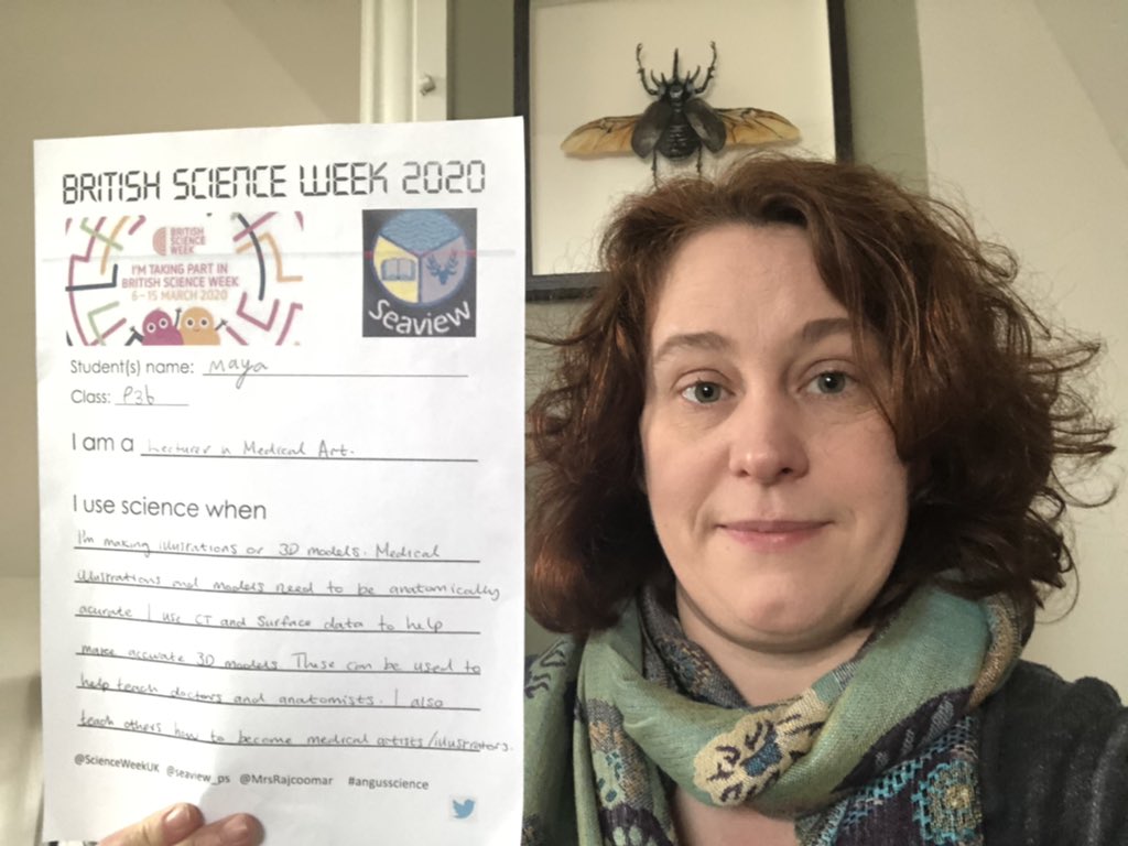 CarolineErolin's tweet photo. ‘I use science when...’ I’m making medical illustrations or 3D models... I’m looking forward to coming in to @seaview_ps to talk about #medicalillustration with @MrsRajcoomar @ScienceWeekUK #angusscience https://t.co/BuFcyEZejG