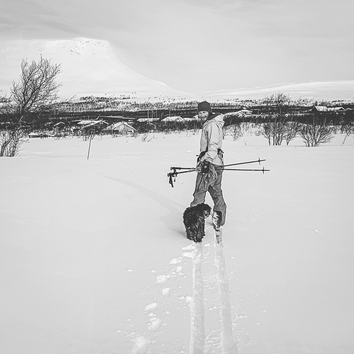 Aapeli's first ski lesson with guests from Germany.

#adventurematters
#aapelisadventures @adventurebydesign
#fellguide #wildernessguide #crosscountryskiing #lapland #blackandwhitephotography #samsungs10plus #arcticeurope