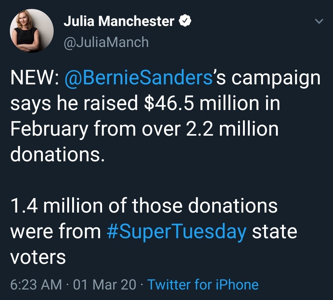 TweetingJohnny's tweet photo. Remember how @AOC defeated her primary opponent in NY14 despite being outspent nearly 10:1? It was her network of volunteers knocking on doors, calling, texting, and registering new voters.
Well, #NotMeUs (#NotIWe?) raised $46.5M, and Bloomberg has spent $464M on adverts...🤔 https://t.co/Xbqm12hEzJ