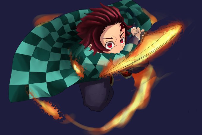 甘味りんさんがTwitterに投稿した竈門炭治郎(鬼滅の刃)のイラスト。