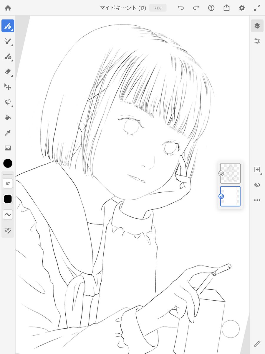 以前描いた鉛筆画をデジタル線画へ イラスト Adobefresco ちゃんとやの漫画 以前描いた鉛筆画をデジタル線画へ イラスト Adobefresco ちゃんとやの漫画