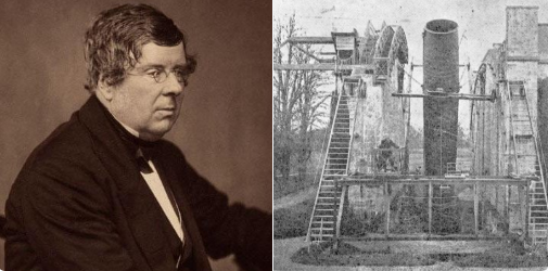 William Parsons. 1800-67. 3rd Earl of Rosse  @BirrCastle, Co Offaly built world’s largest telescope; ‘Leviathan’! Thankfully wife rich! Most powerful instrument of its time for >70 yrs! 1st to see M51 nebula! Drawings world sensation; may have inspired Van Gogh's The Starry Night!