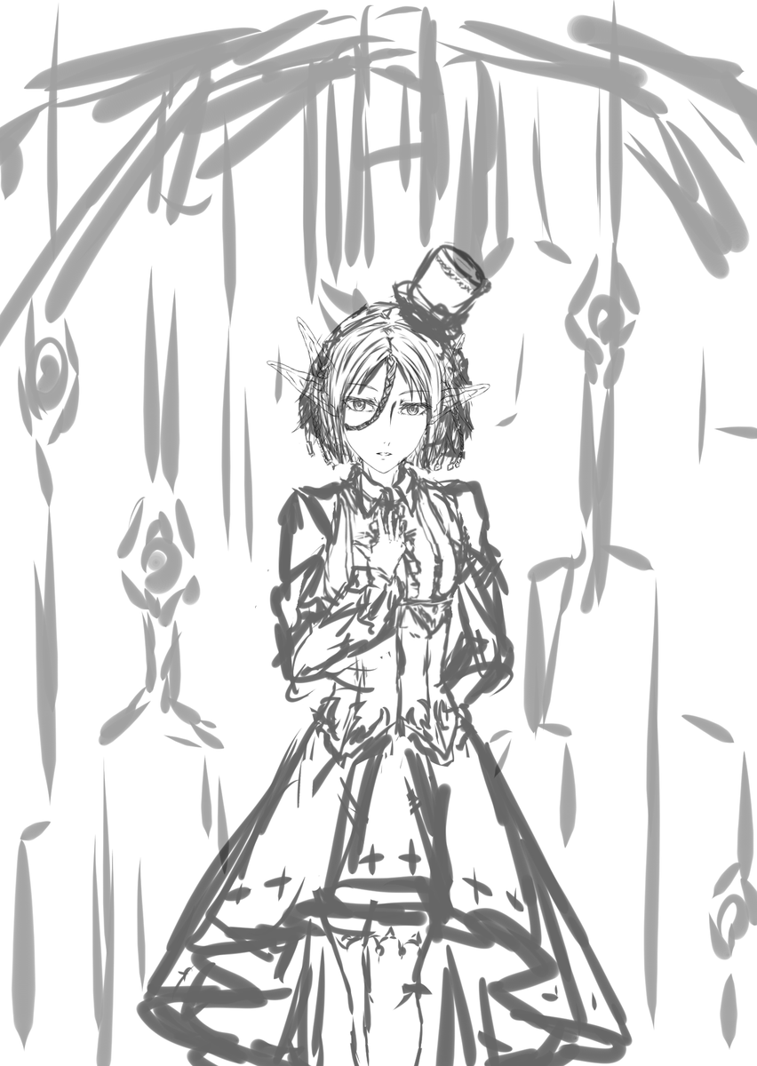 本当はこういう絵が描きたいのだけれどデザインは固まらないわ時間がかかりすぎて途中で飽きるわで 