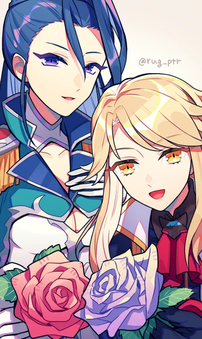 先月サタナイル様とプルフラス様にチョコを渡したモブ女子ちゃんのホワイトデー妄想 +リジェネ差分 #メギド72イラスト 