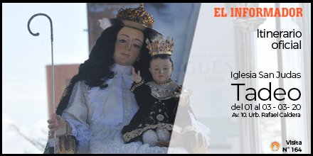 ElInformadorVE's tweet photo. #1Mar Itinerario | La imagen de la Divina Pastora será llevada a la iglesia San Judas Tadeo https://t.co/BCIcu1kXs8 #ElInformadorVenezuela #ElInformadorVe #Venezuela #Lara #Barquisimeto #DivinaPastora #DP2020 #AmorMariano #ElInformadorEnLaRuta #Visita164 #DRG https://t.co/sekvu6N2ZA