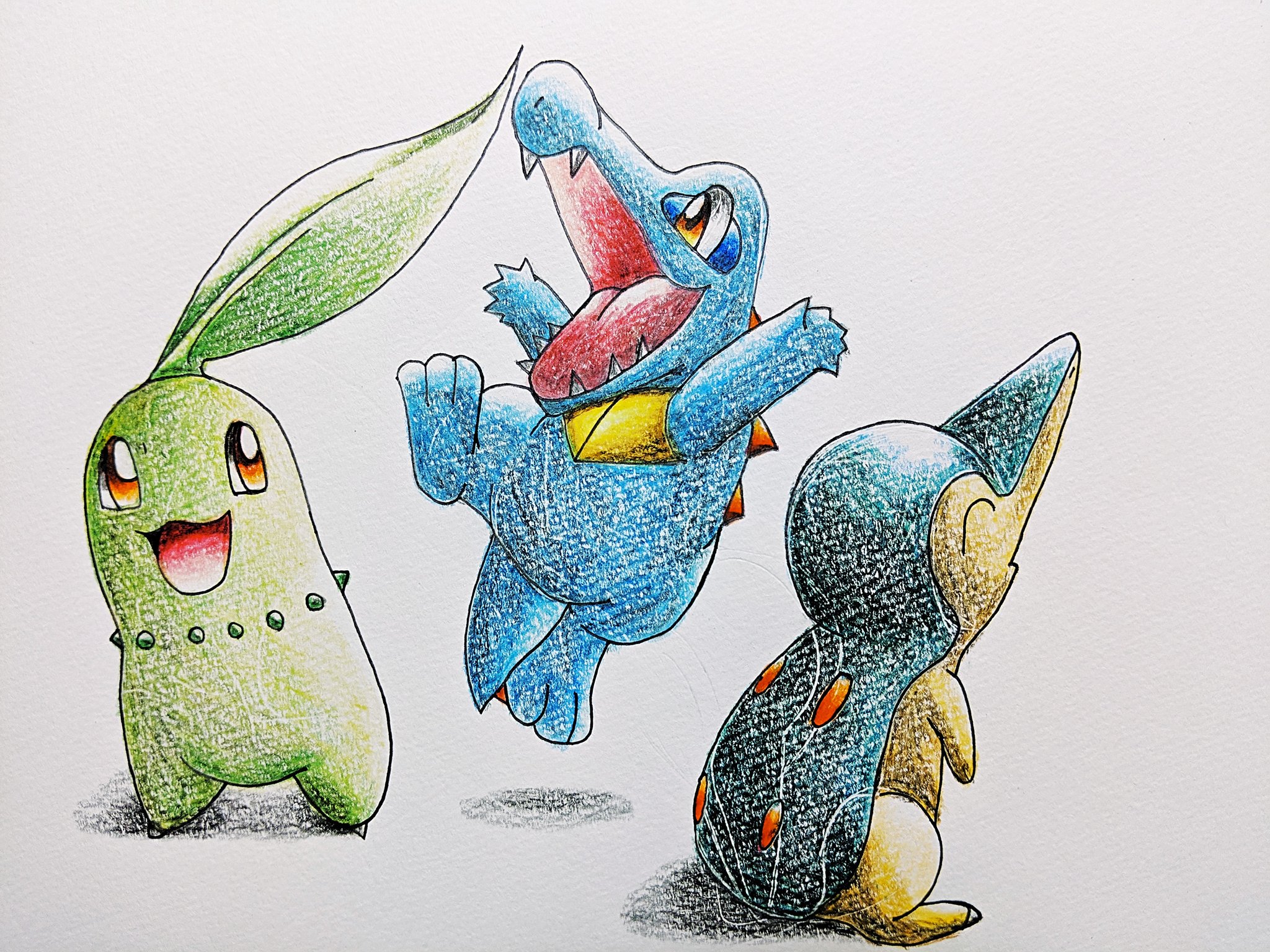 ツクヨミ ポケモン グラブル好き 金銀御三家完成 描いてみて懐かしいと思った ポケモン ポケモン金銀 御三家 アナログイラスト 色鉛筆 お絵かき T Co 3afgftigo5 Twitter