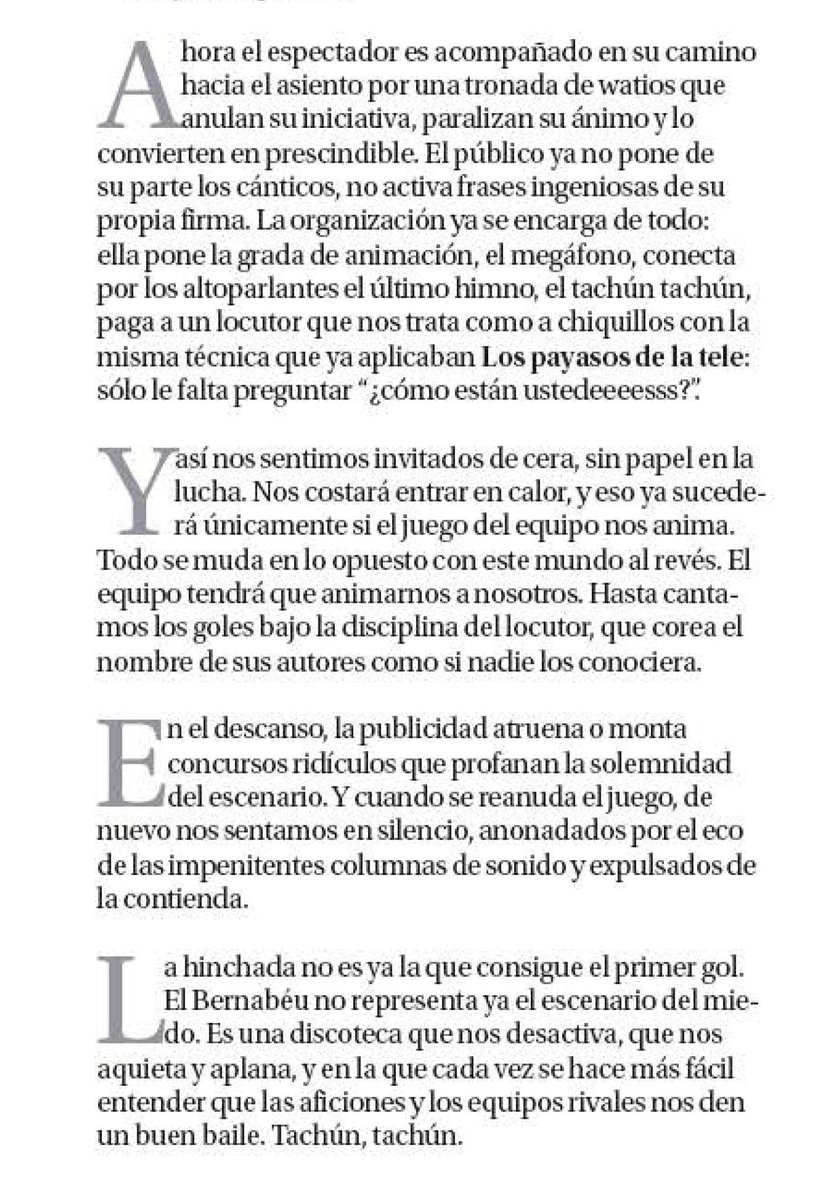 HemerotecaRMCF's tweet photo. Gran articulo de Álex Grijelmo sobre el cambio del publico del Santiago Bernabéu con el paso de los años. https://t.co/taOX8SGaNf