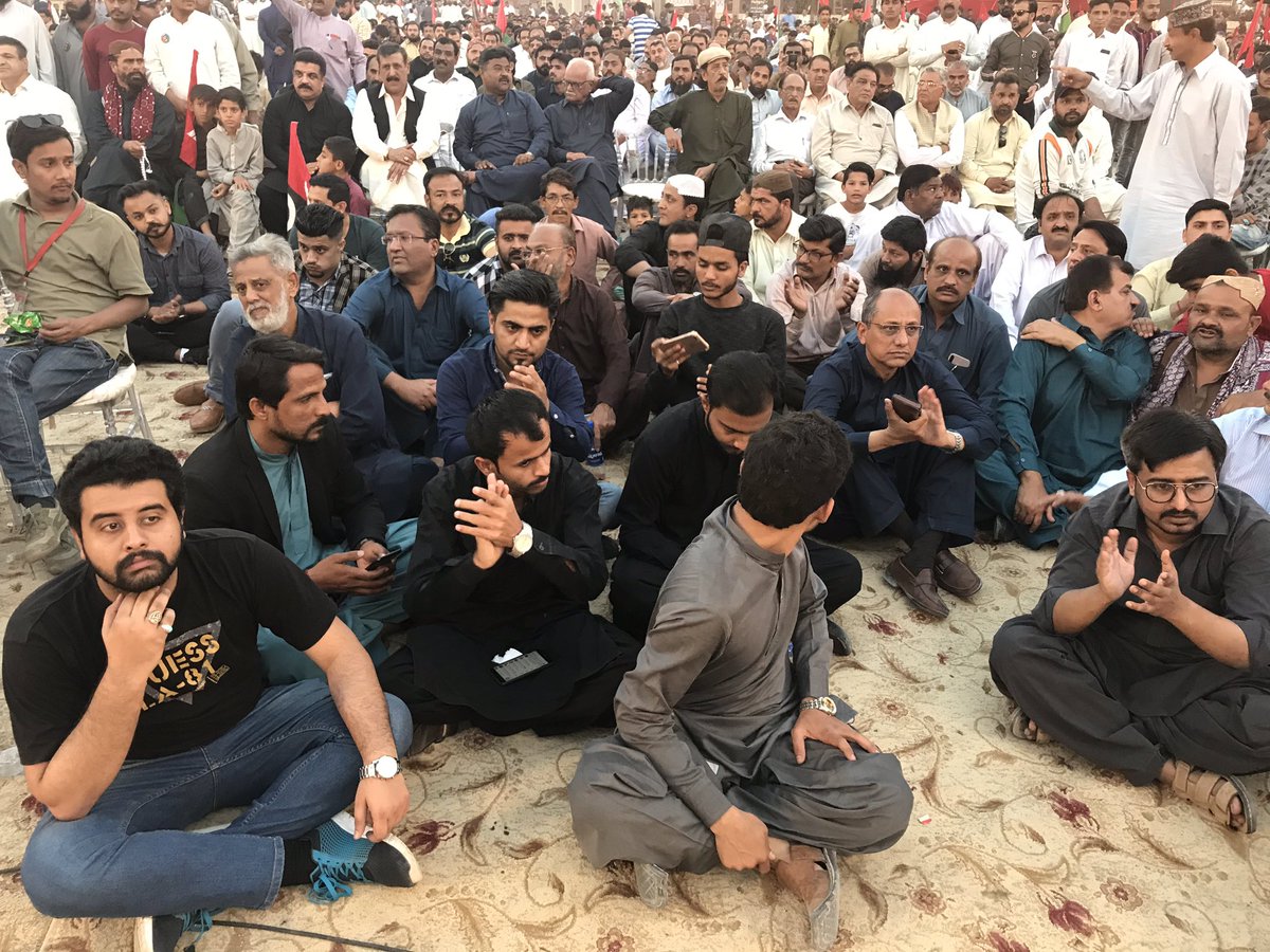 A worker among workers @SaeedGhani1 at Youm e Shuhaada of PPP workers happening now at Mahmood shah Bukhari ground Chanesar Goth #Karachi