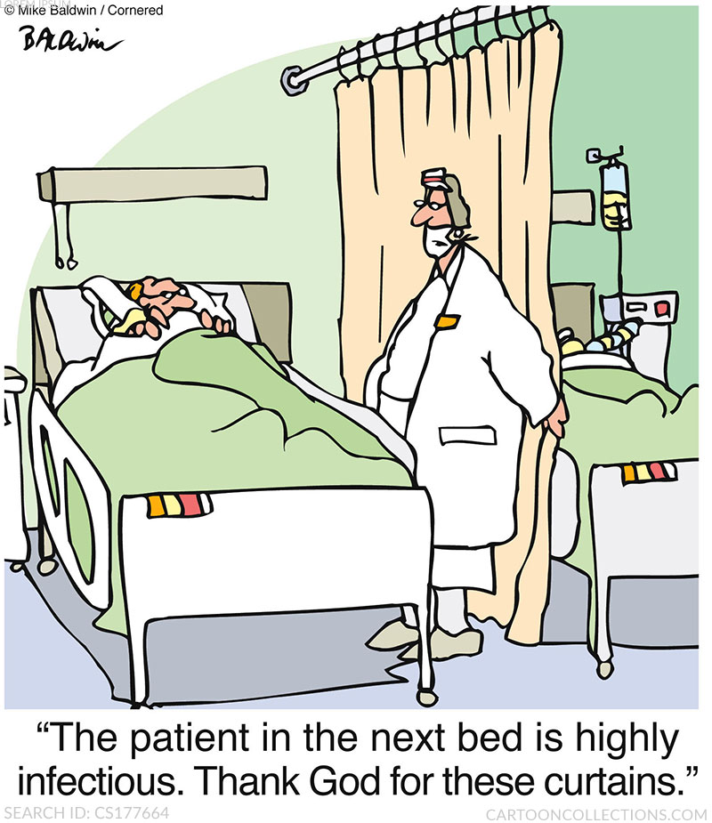 Cartoon Collections On Twitter The Patient In The Next Bed Is Highly Infectious Thank God For These Curtains Cartoon By Mike Baldwin Https T Co J0mdpjzqu4 Coronavirus Cartooncollections Funny Cartoons Tnycartoons Flu Healthcare