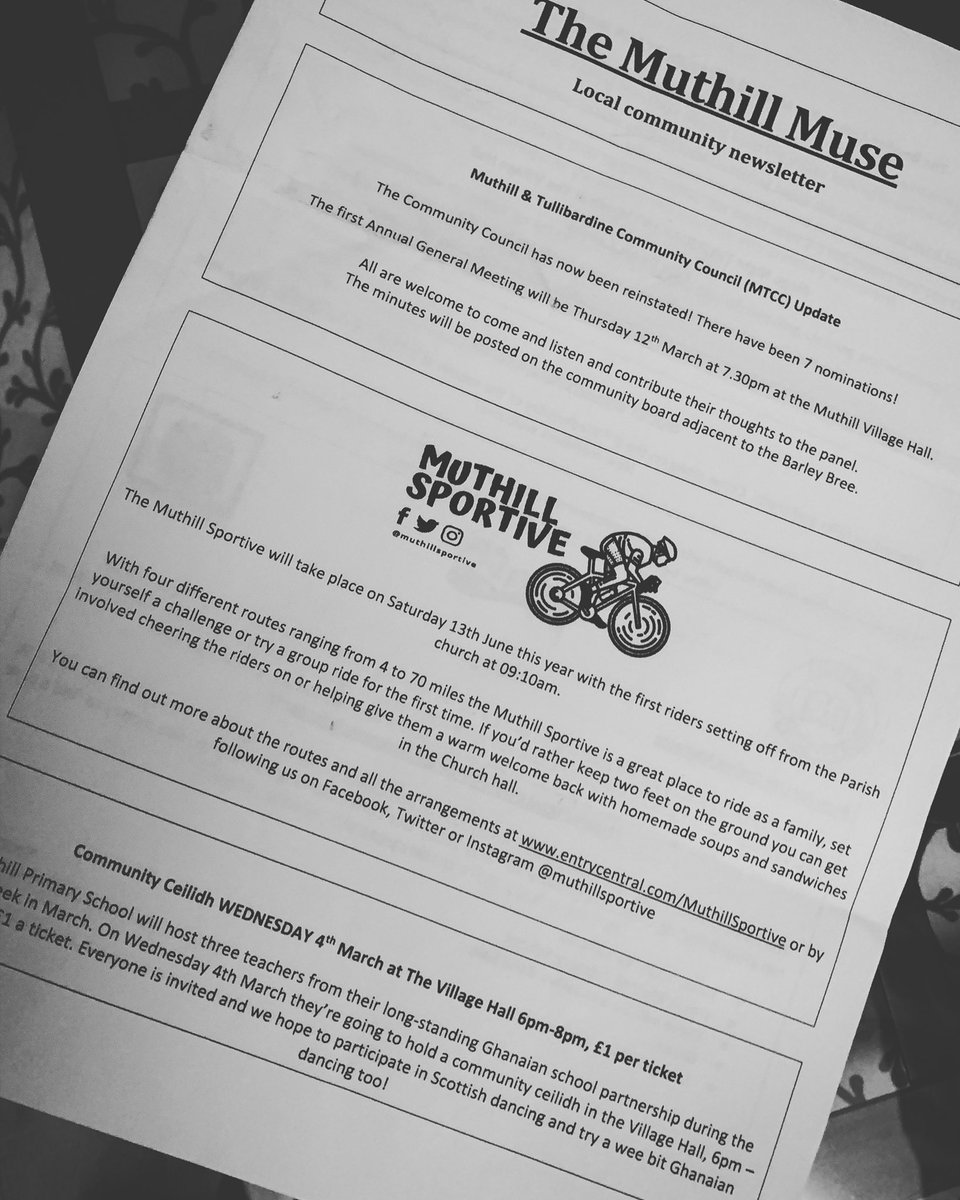 muthillsportive's tweet photo. And the @muthillsportive has made the front page of the #MuthillMuse!!
Great to see two community activities supporting each other ππΌ a big thank you to #TeamMuse
Weβre looking forward to seeing everyone on 13 June! #remembertoregister #volunteer #cycling https://t.co/JRGu2NFDDy